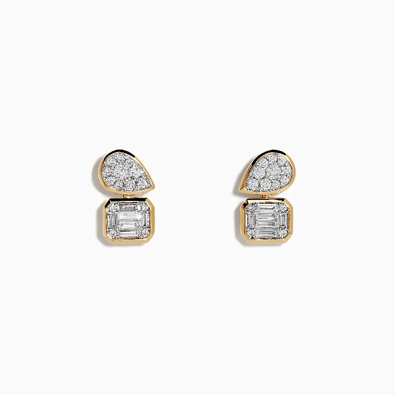 Gorgeous Earrings For Special Day-D'oro 14K Yellow Gold Toi Et Moi Diamond Stud Earrings 0.52 TCW