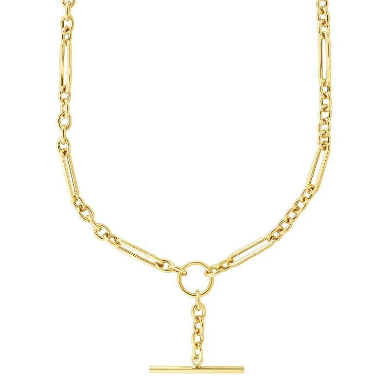 Gold necklaces with pendants for gifts-14K Toggle Necklace