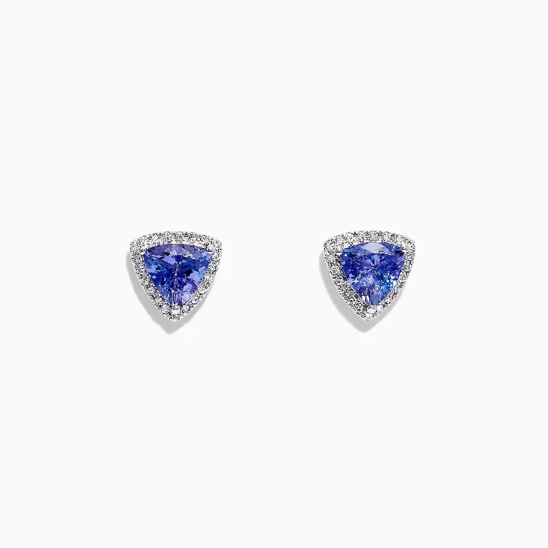 Modern Drop Earrings For Casual Wear-Nahla Siri 14K Gold Tanzanite & Diamond Stud Earrings, 2.34 TCW