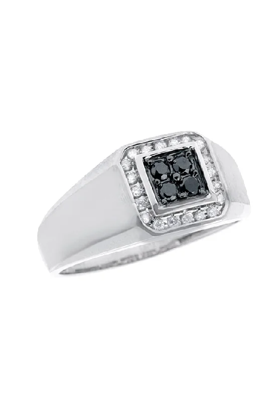 Custom wedding rings for brides-Men's Black Diamond Ring, .32 TCW