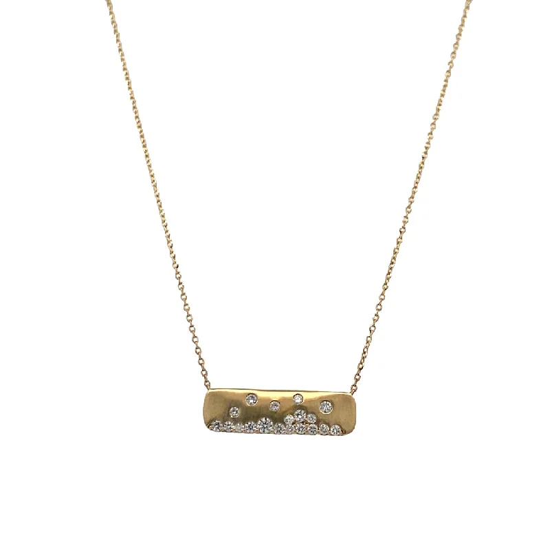 Luxury diamond pendant necklaces-Diamond Bar Necklace in Yellow Gold