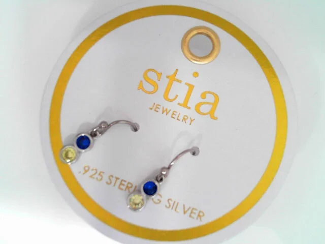 Stylish Silver Earrings For Contemporary Look-SS DANGLE EARRINGS WITH BLUE/Y