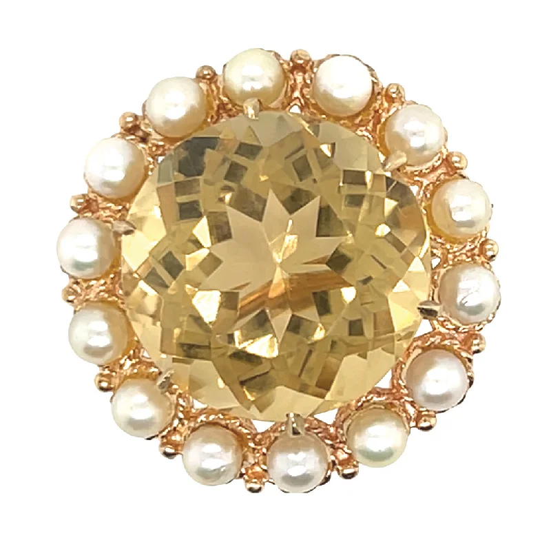 Fashion Design Brooch-Citrine & Pearl Brooch