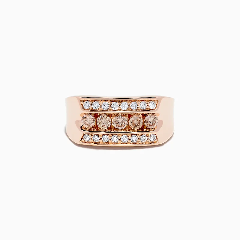 Engagement rings for budget buyers-Men's 14K Rose Gold Espresso and White Diamond Ring