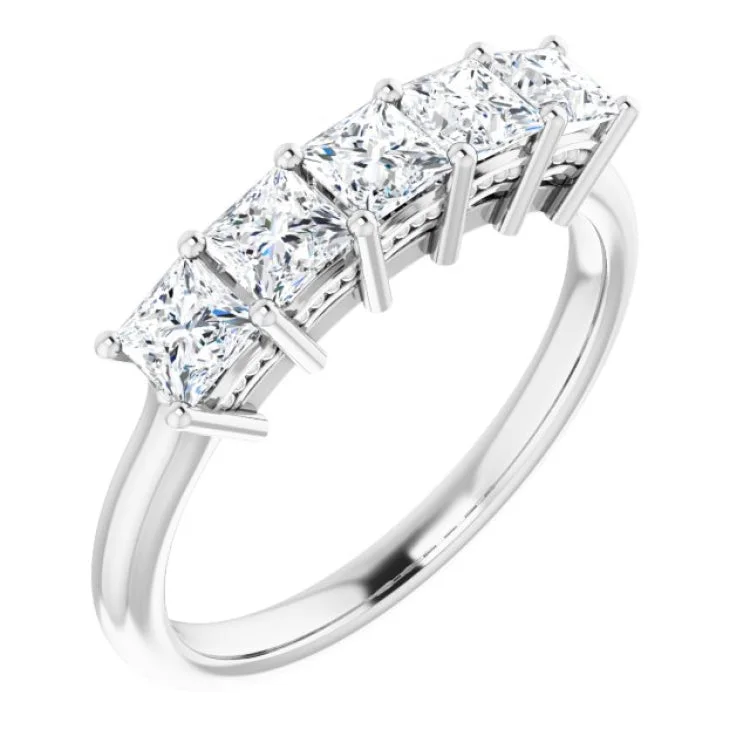 Affordable custom rings-Platinum 1 CTW Natural Diamond Anniversary Band