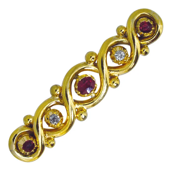 Unique Brooch Pin-Ruby & Diamond Brooch