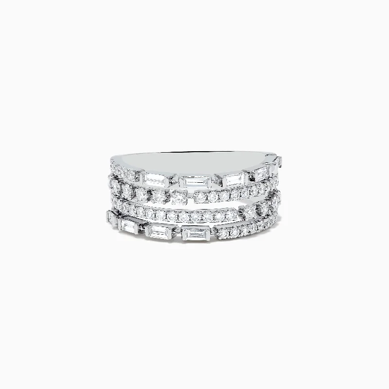 Custom rings with engravings-Classique 14K White Gold Diamond Ring