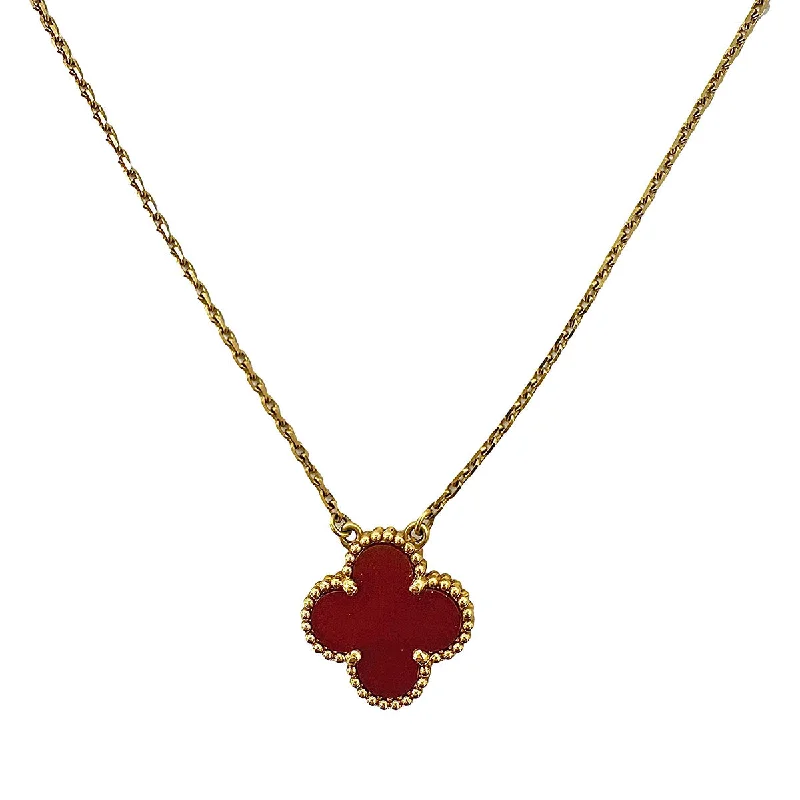 Gold necklaces with turquoise pendants-Van Cleef & Arpels Alhambra Necklace