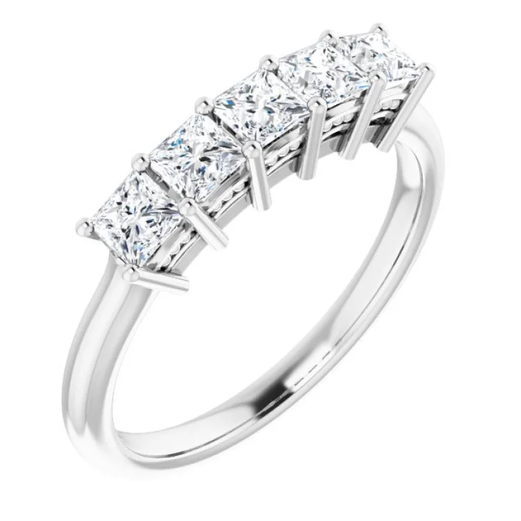 Silver wedding bands-14K White 3/4 CTW Natural Diamond Anniversary Band