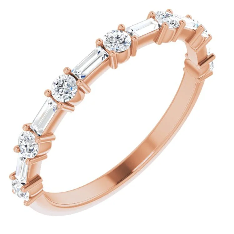 Designer rings for women-14K Rose 1/2 CTW Natural Diamond Anniversary Band