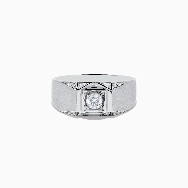 Wedding sets for couples-Men's 14K White Gold Diamond Ring