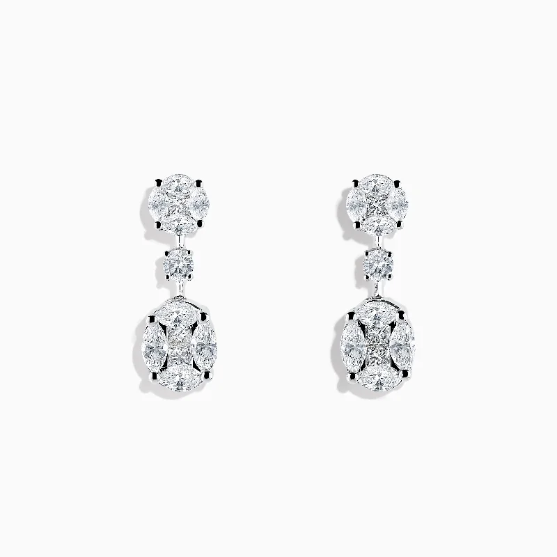 Luxury Earrings For Weddings-Pave Classica 18K White Gold Diamond Drop Earrings