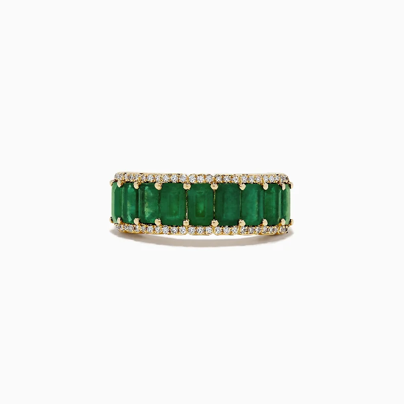 Men’s luxury rings-Brasilica 14K Yellow Gold Emerald and Diamond Ring, 2.55 TCW