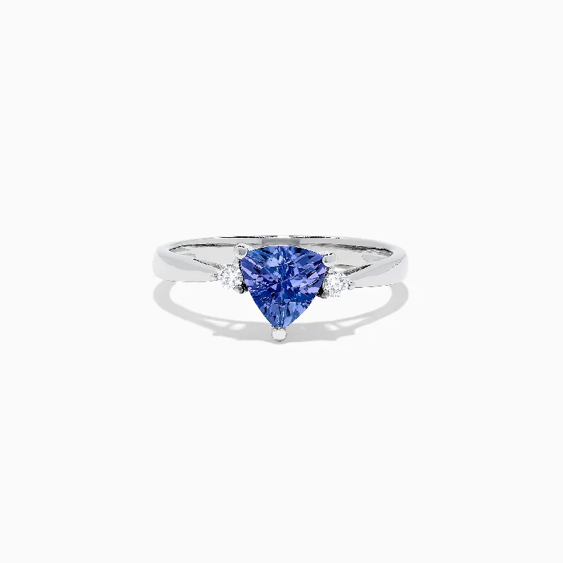 Affordable gemstone rings-Nahla Siri 14K White Gold Trillion Tanzanite and Diamond Ring, 1.07 TCW