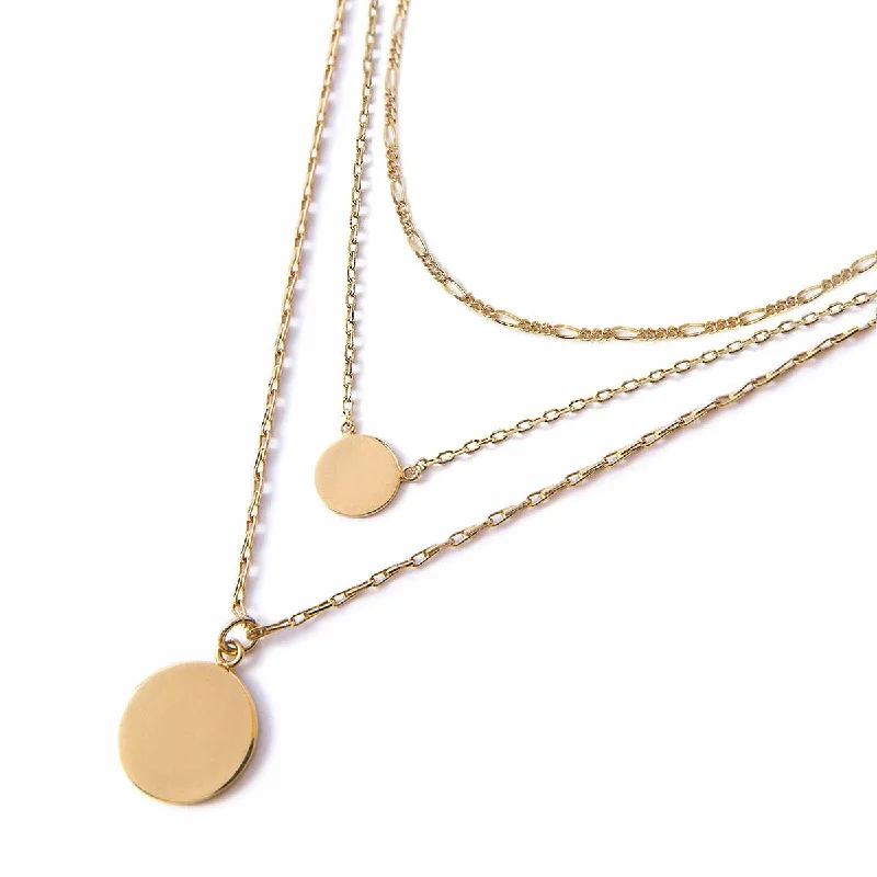 Elegant long chain necklaces-Figaro Disc Trio Necklace