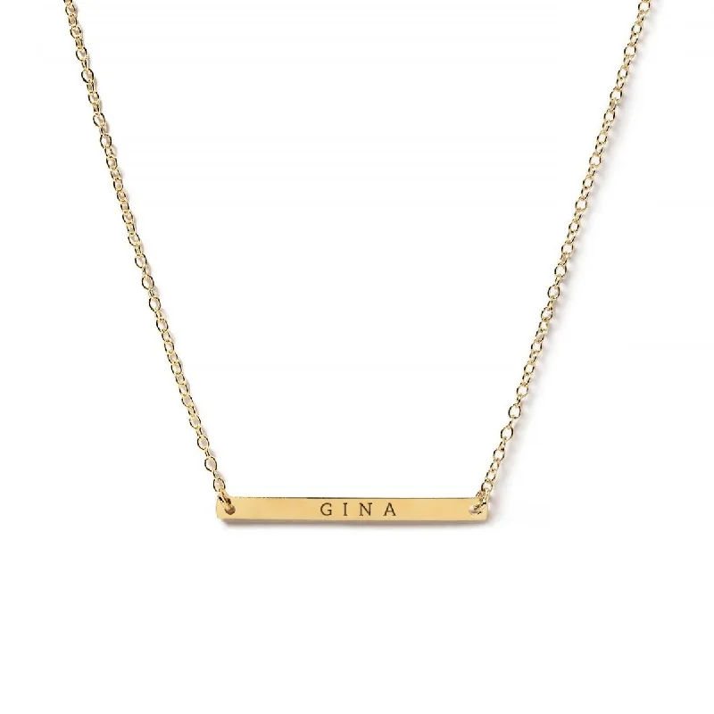 Stylish necklaces for fashion lovers-Thin Bar Engraved Necklace