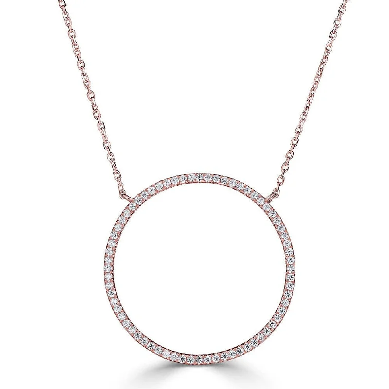 Colorful gemstone necklaces-Emilique 14KT Gold 1/4 CTW Diamond Open Circle Necklace