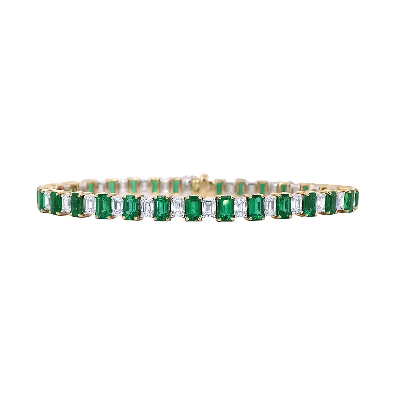 Vermeil Bracelets-Emerald and Diamond Bracelet