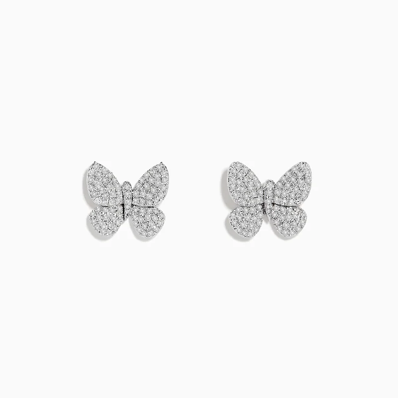 Cute Earrings For Daily Wear-925 Sterling Silver Diamond Butterfly Earrings