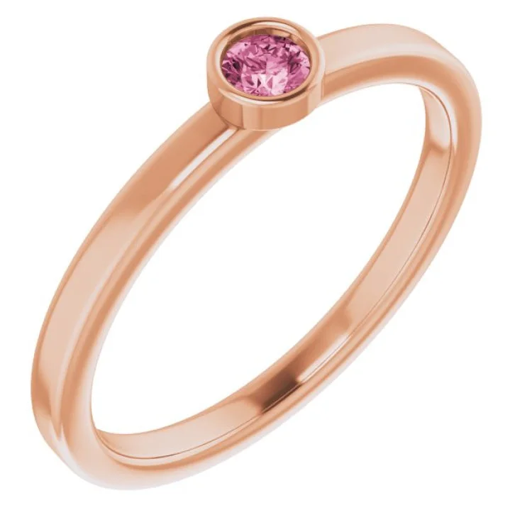 Matching gold wedding bands-14K Rose 3 mm Natural Pink Tourmaline Ring