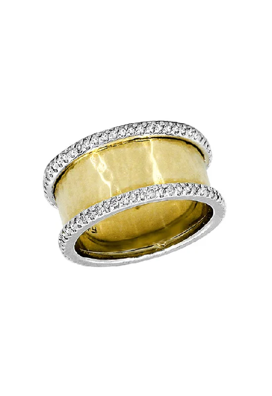 Wedding rings with gemstones for men-D'Oro 14K Yellow and White Gold Diamond Ring, 0.36 TCW