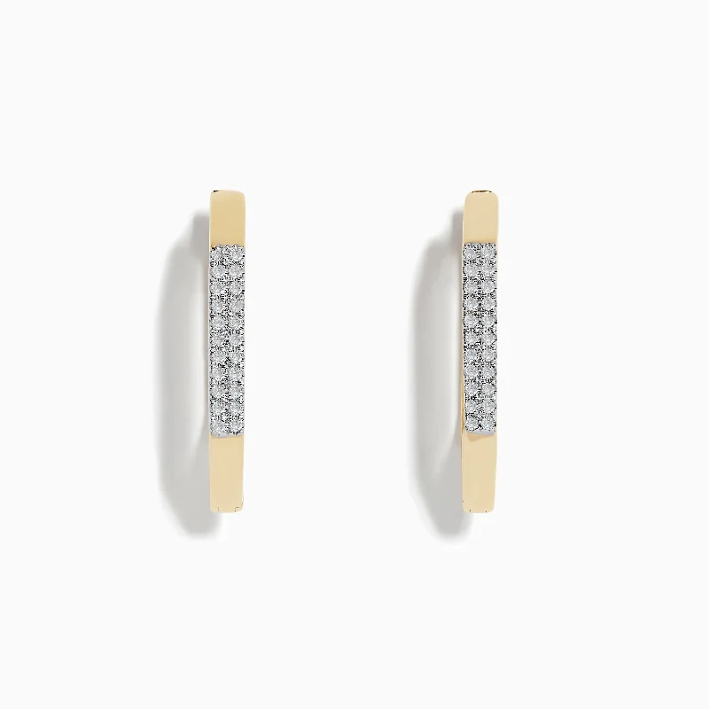 Geometric Stud Earrings For Modern Appeal-14K Yellow Gold Diamond Geometric Hoop Earrings 0.22 TCW