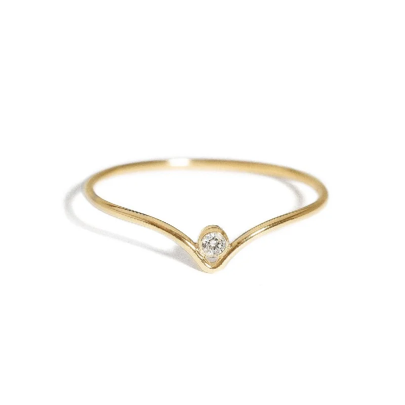 Affordable engagement rings-Tiny Pavé Chevron Ring