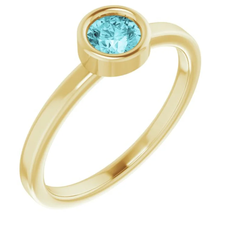 Vintage engagement rings-14K Yellow 4.5 mm Natural Blue Zircon Ring