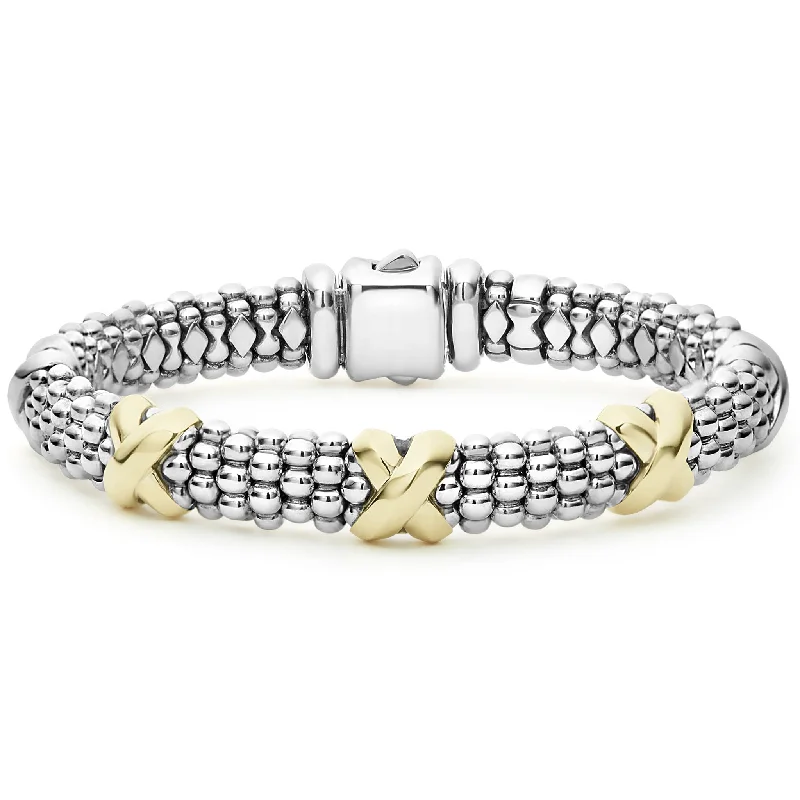 Angel Bracelets-Three Station X Caviar Bracelet | 9mm (Size M)