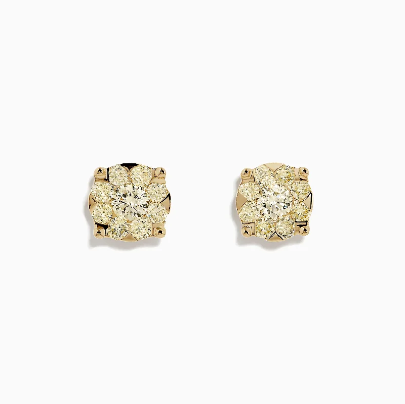 Fancy Earrings For Formal Gatherings-Canare 14K Yellow Gold Yellow Diamond Bouquet Earrings, 1.41 TCW