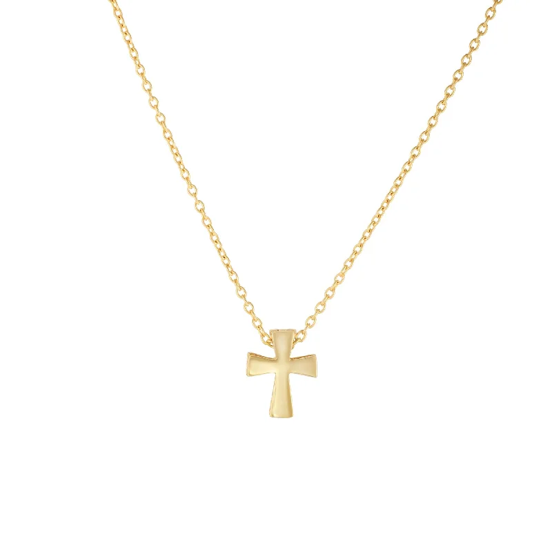 Personalized engraved necklaces-14K Gold Polished Mini Cross Necklace