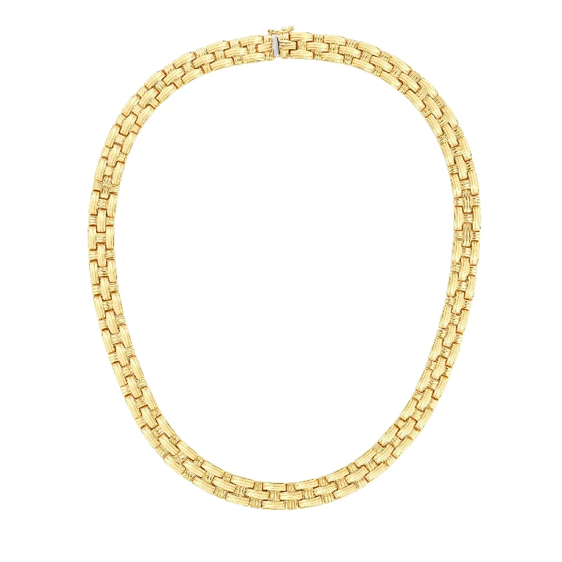 Simple heart necklaces for women-14K Gold Basketweave Necklace