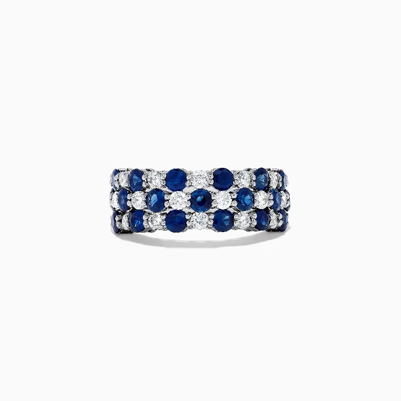 Gold wedding bands for men-Royale Bleu 14K White Gold Sapphire and Diamond Ring, 3.31 TCW