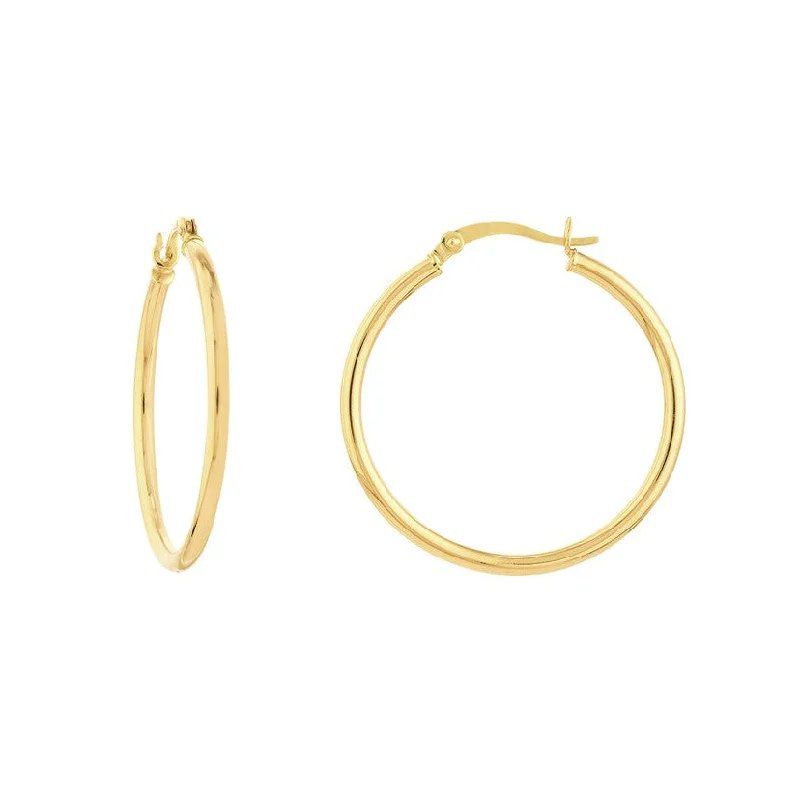 Long Earrings For Formal Dress-Yellow Gold 30 mm Hoop Earrings