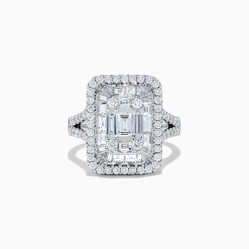 Designer rings for women-Classique 14K White Gold Diamond Ring