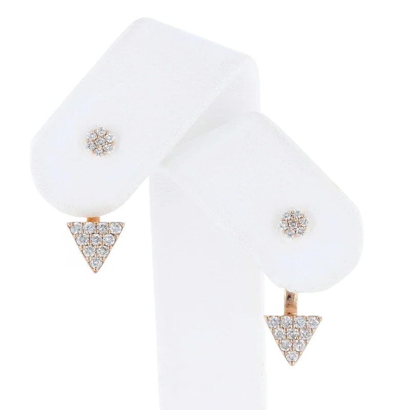 Classic Pearl Earrings For Formal Events-Rose Gold Triangle Drop Earrings