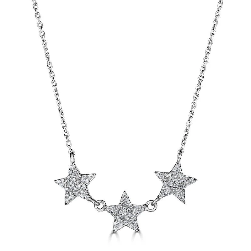 Custom engraved pendant necklaces for men-EMILIQUE 14KT GOLD .18 CTW DIAMOND PAVE STAR NECKLACE