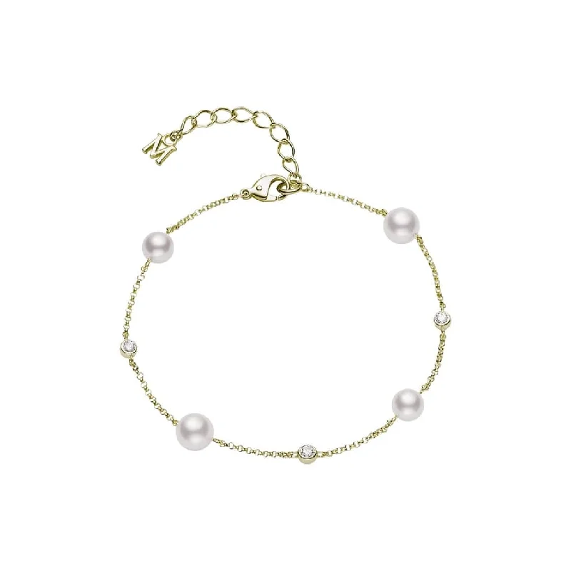 Unicorn Bracelets-Akoya Pearl and Diamond Station Bracelet