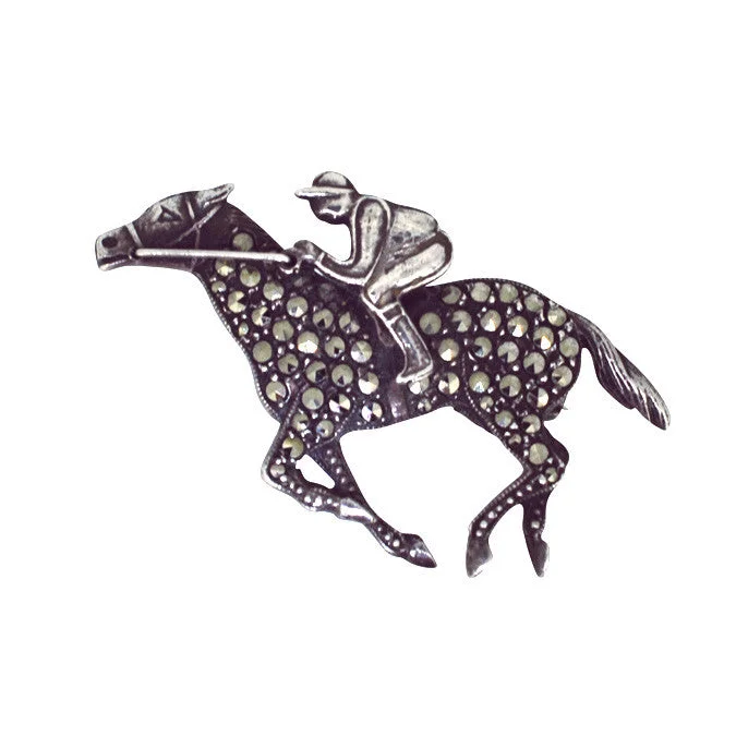 Vintage Pin Brooch-Marcasite Racehorse Brooch