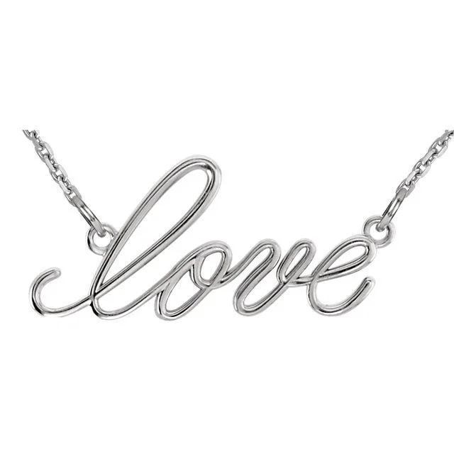 Custom engraved heart necklaces-14KT GOLD 16" LOVE PENDANT NECKLACE