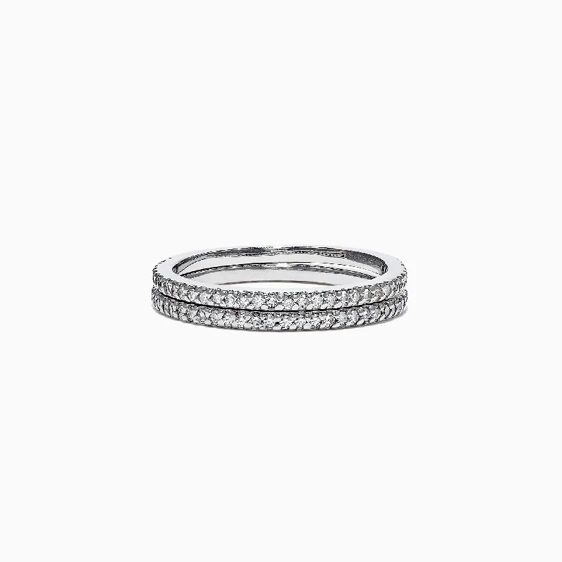 Personalized engagement rings-Pave Classica 14K White Gold Diamond Band Set, 0.36 TCW