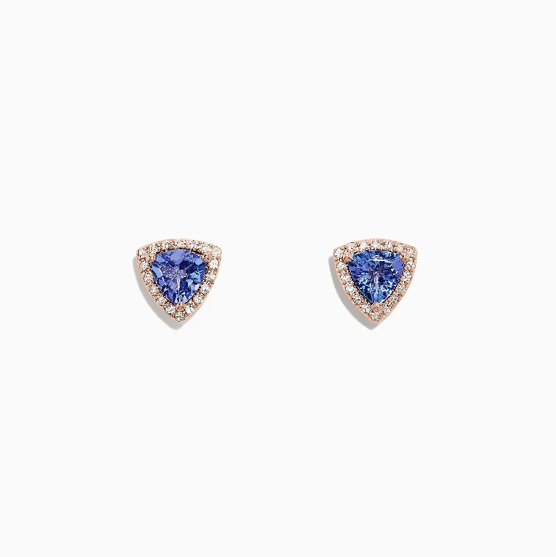 Colorful Drop Earrings For Bright Look-Nahla Siri 14K Rose Gold Tanzanite & Diamond Earrings, 1.19 TCW