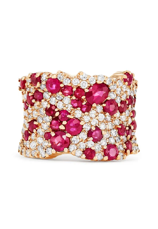 Couples diamond rings-Ruby Royale 14K Rose Gold Ruby and Diamond Ring, 3.86 TCW