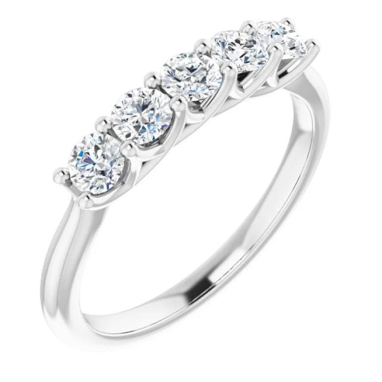 Affordable wedding bands-Platinum 5/8 CTW Natural Diamond Anniversary Band