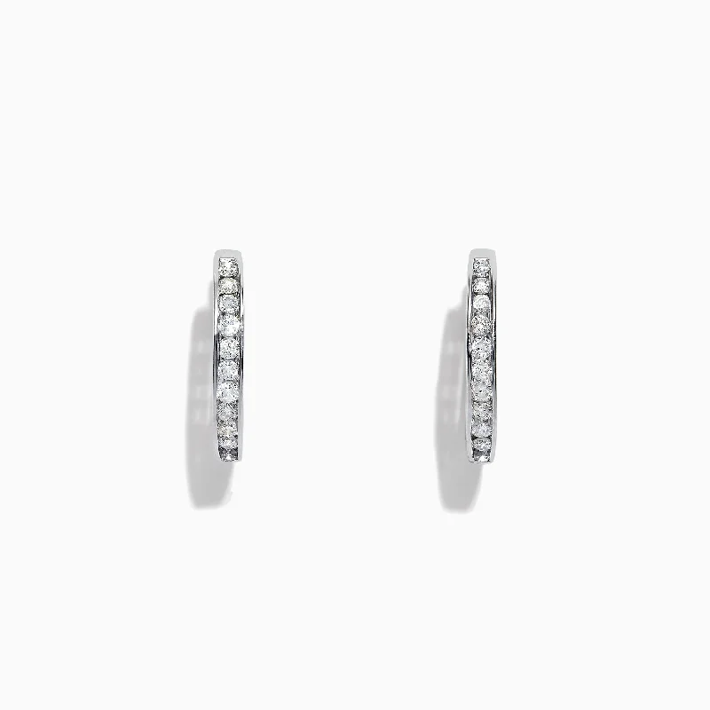 Luxury Drop Earrings For Elegant Look-Pave Classica 14K White Gold Channel-Set Diamond Hoop Earrings, 0.48 TCW