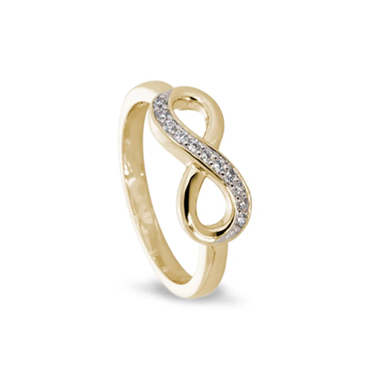 Stylish rings for couples-Gold Finish Sterling Silver Micropave Infinity Ring with Simulated Diamonds