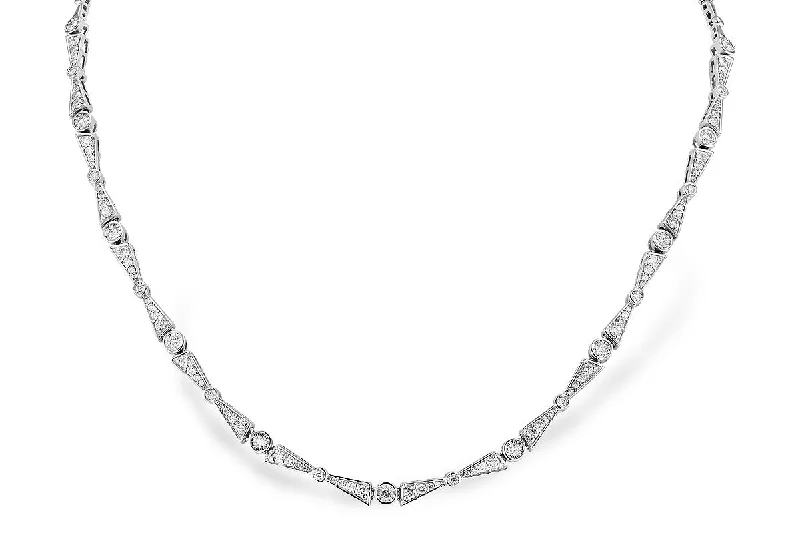 Handmade jewelry necklaces-Diamond Fancy Link Necklace in White Gold by Allison Kaufman Co.