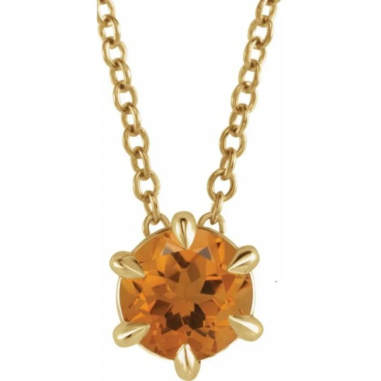 Statement crystal necklaces for women-14K Yellow 5 mm Natural Citrine Solitaire 16-18" Necklace