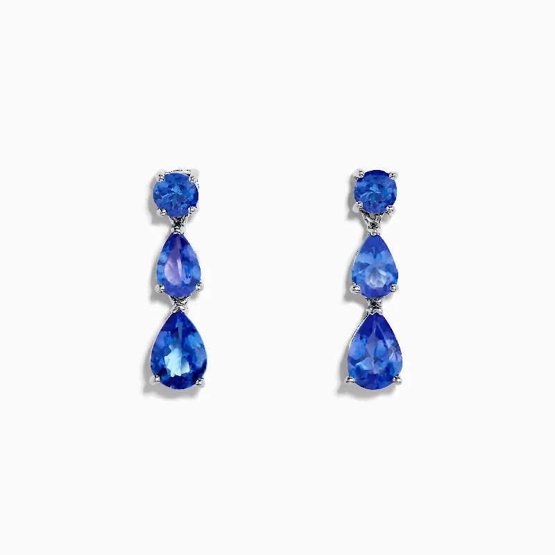 Beautiful Drop Earrings For All Occasions-Nahla Siri 925 Silver Tanzanite Drop Earrings