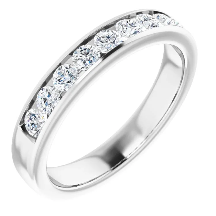 Affordable gold wedding rings-Platinum 3/4 CTW Natural Diamond Band